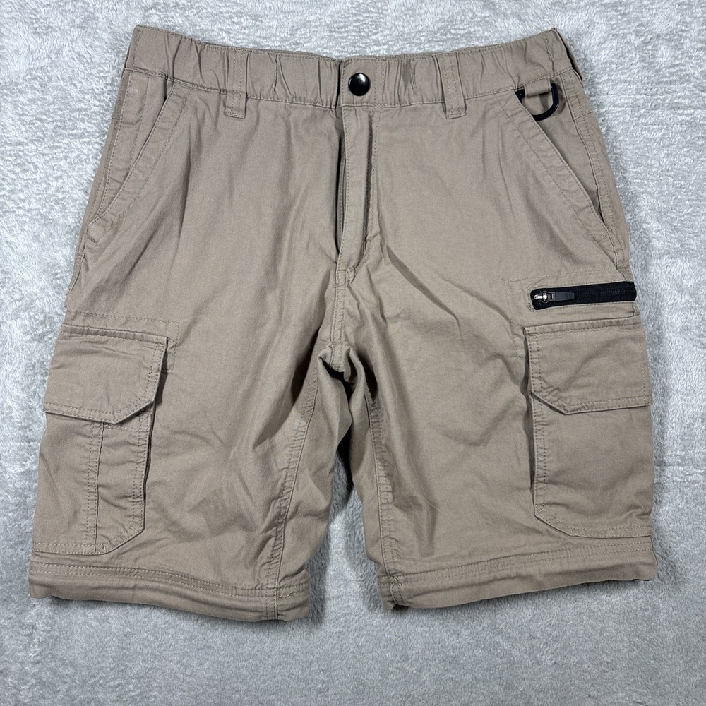 BC Clothing Cargo Shorts Beige Cotton Lightweight Size S X 32 *No Buckle Belt*